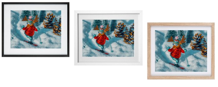 Moose Skiing Framed Prints